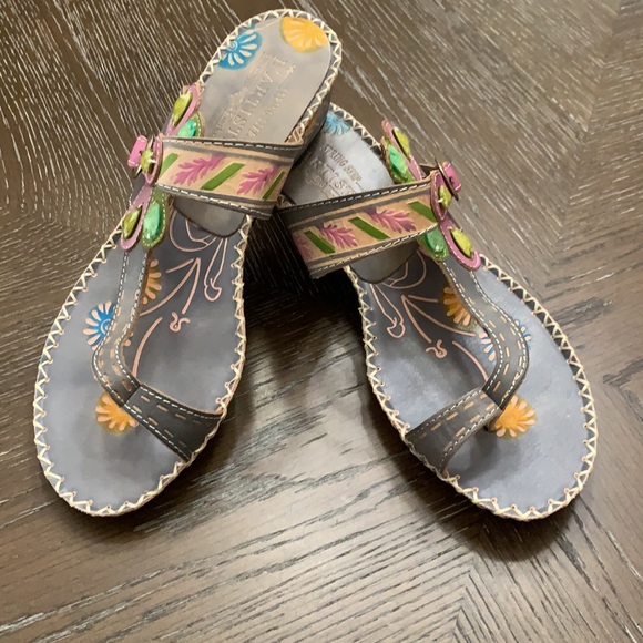 Spring Step L’Artiste gray leather toe loop sandal Size 38 /8.5 - Picture 6 of 17